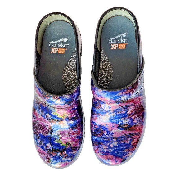 Dansko XP 2.0 Patent Leather Clog Womens EU 38 US 7.5 8 Multicolor Swirl - Picture 2 of 10